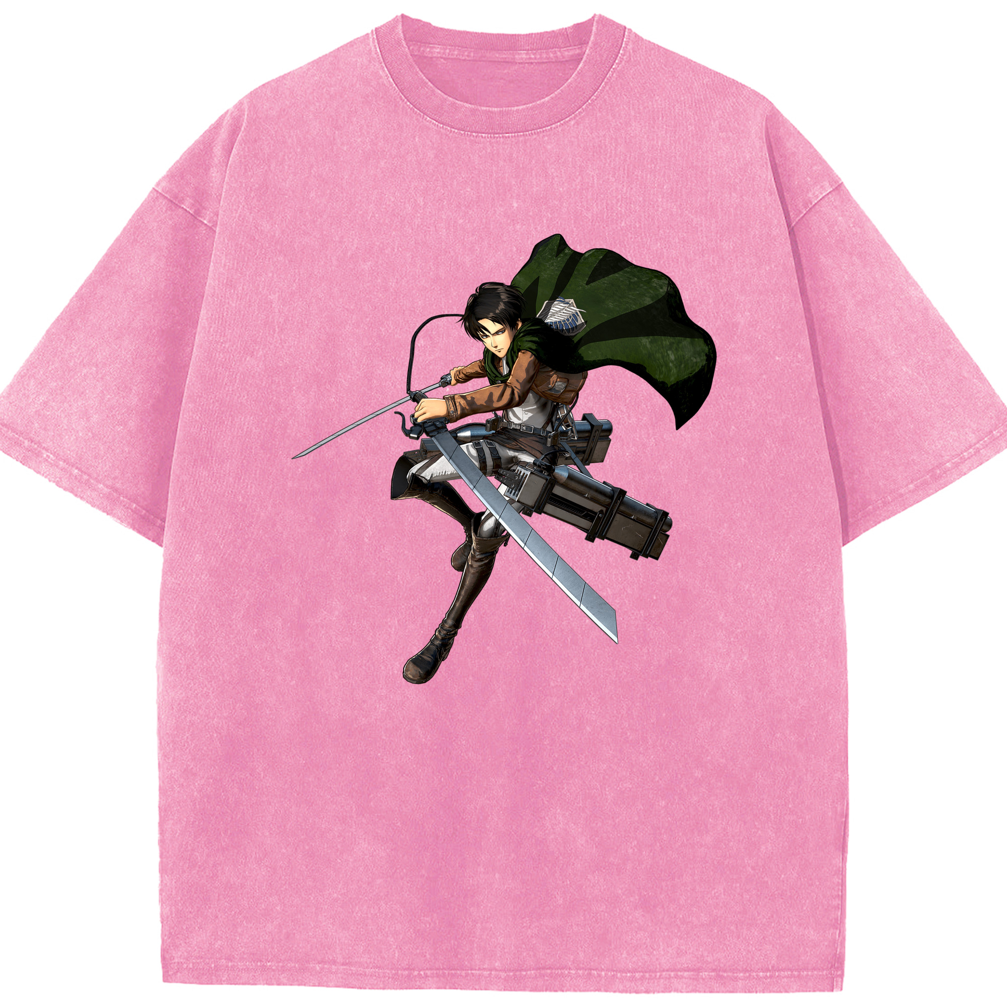 （画像用） 進撃の巨人 リヴァイ·アッカーマン Attack on Titan Levi Ackerman 綿100% ヴィンテージ風 半袖Tシャツ（フロントプリント）